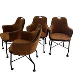4 stukken stoelen, Huis en Inrichting, Stoelen, Metaal, Bruin, Ophalen of Verzenden, Zo goed als nieuw