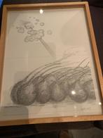 Mia van der Burg grafiet Lentebriesje gesigneerd, Ophalen of Verzenden