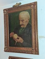 Oude man schilt een appel, Antiek en Kunst, Kunst | Schilderijen | Klassiek, Ophalen