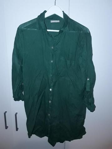 Made in Italy Groene Lange Linnen Blouse Maat XL beschikbaar voor biedingen
