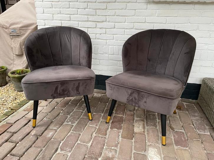 2 Lanterfant Velvet Stoelen - Grijs, Goede Staat, Huis en Inrichting, Stoelen, Gebruikt, Twee, Overige materialen, Grijs, Ophalen