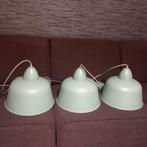 3 mint groene metalen hanglampen, Minder dan 50 cm, Ophalen of Verzenden, Zo goed als nieuw