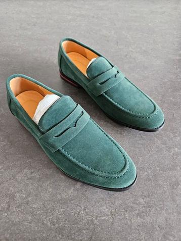 Loafers herenschoenen groen, zwarte zool | maat 40 beschikbaar voor biedingen