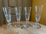 4 x Champagneglazen Flûtes Frans antiek, Antiek en Kunst, Antiek | Glas en Kristal, Ophalen of Verzenden