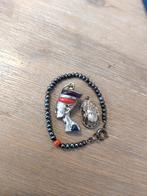 Zilver neferitit & scarabee & baby armband Egypte Vintage, Sieraden, Tassen en Uiterlijk, Antieke sieraden, Ophalen of Verzenden