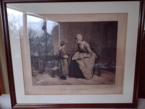 Voorsteling gesigneerd Josef Israëls van Moeder, Antiek en Kunst, Kunst | Etsen en Gravures, Ophalen of Verzenden