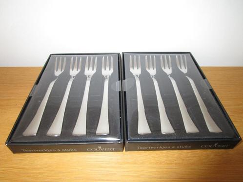 nieuwe taart-gebaksvorkjes edelstaal 18/10  2 set (8 stuks), Huis en Inrichting, Keuken | Bestek, Nieuw, Los bestek, Rvs of Chroom