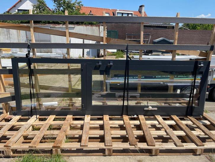 Aluminium deur met bovenlicht, Doe-het-zelf en Verbouw, Kozijnen en Schuifpuien, Deurkozijn, Aluminium, Ophalen