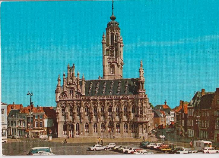 Middelburg, het Stadhuis met auto's, Verzamelen, Ansichtkaarten | Nederland, Ongelopen, Zeeland, 1960 tot 1980, Ophalen of Verzenden