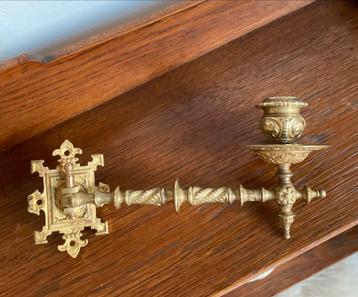 Antiek koperen wand kandelaar/piano kandelaar jugendstil beschikbaar voor biedingen