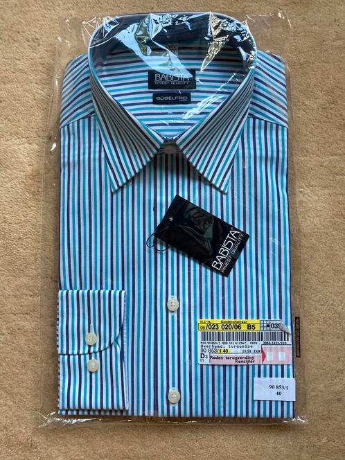 Mooi blauw/wit gestreept overhemd strijkvrij, maat 40. Nieuw, Kleding | Heren, Overhemden, Nieuw, Ophalen of Verzenden