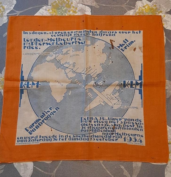 Uiver herinneringsdoek 1934, Antiek en Kunst, Antiek | Kleden en Textiel, Ophalen of Verzenden