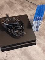 PS4 SLIM 500Gb, Contr., Kabels., 4 Games + interne spellen, Spelcomputers en Games, 500 GB, Ophalen of Verzenden, Zo goed als nieuw