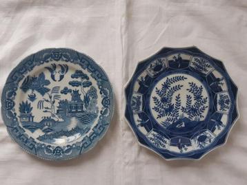 China: delftsblauw wandbord wilgen-motief + 12-kantig bord beschikbaar voor biedingen
