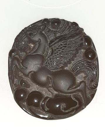 Obsidiaan hanger pegasus paard beschikbaar voor biedingen