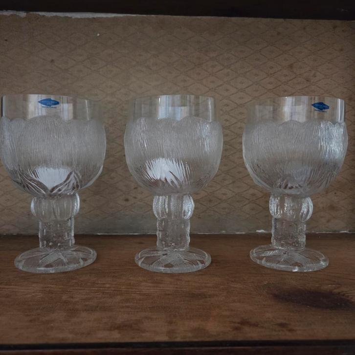 3 Nuutajarvi Iittala Peony glazen, Verzamelen, Glas en Borrelglaasjes, Zo goed als nieuw, Overige typen, Ophalen of Verzenden