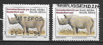 Zuid Afrika 1996 Neushoorn 2x verschill tanding uit postz bo beschikbaar voor biedingen