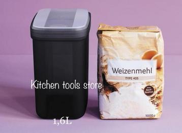Tupperware ladenbus 1,6L klipklap swingbox zwart op voorraad beschikbaar voor biedingen