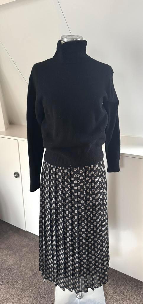 HIRSCH vintage blauwe plooirok 40/42 CHCS, Kleding | Dames, Rokken, Zo goed als nieuw, Maat 38/40 (M), Blauw, Onder de knie, Ophalen of Verzenden