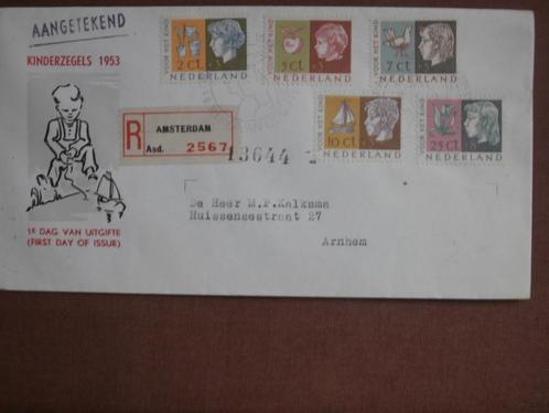 NL 1953; FDC E-15 met serie KINDERZEGELS, Postzegels en Munten, Postzegels | Eerstedagenveloppen, Beschreven, Nederland, Verzenden
