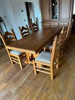 Eikenhouten eettafel - Incl. 6 stoelen, Huis en Inrichting, Tafels | Eettafels, Ophalen, Gebruikt, Eikenhout, 200 cm of meer
