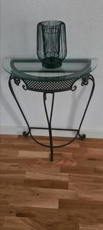 Stalen tafeltje met glasplaat, Ophalen, 50 tot 100 cm, Zo goed als nieuw, 25 tot 50 cm