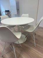 Eettafel met stoelen, 100 tot 150 cm, Rond, Ophalen of Verzenden, Zo goed als nieuw