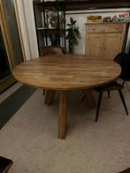 Ronde eettafel van eikenhout, Huis en Inrichting, Tafels | Eettafels, Ophalen, 100 tot 150 cm, Zo goed als nieuw, Eikenhout