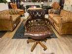 CHESTERFIELD BUREAUSTOEL CAPTAIN CHAIR ANTIEK BRUIN, Huis en Inrichting, Ophalen of Verzenden, Gebruikt, Bruin