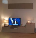 Tv meubels complete set eikenhout + hoogglans beige, Ophalen, 150 tot 200 cm, Eikenhout, Zo goed als nieuw