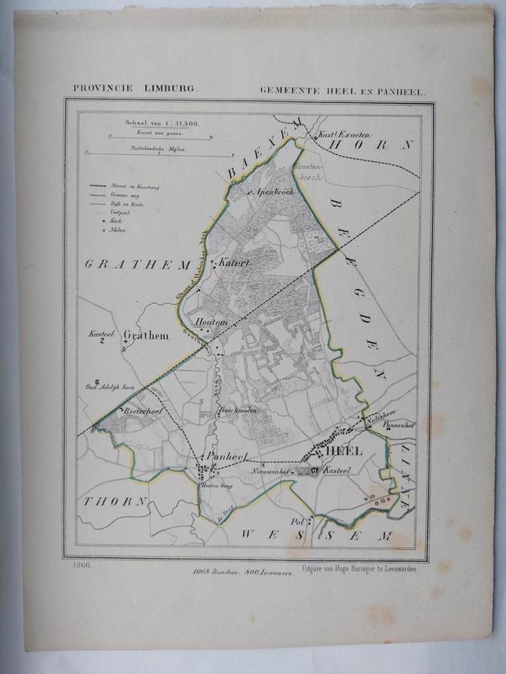 21 / Gemeente Heel en Panheel Limburg Litho door J. Kuyper, Antiek en Kunst, Kunst | Litho's en Zeefdrukken, Ophalen of Verzenden