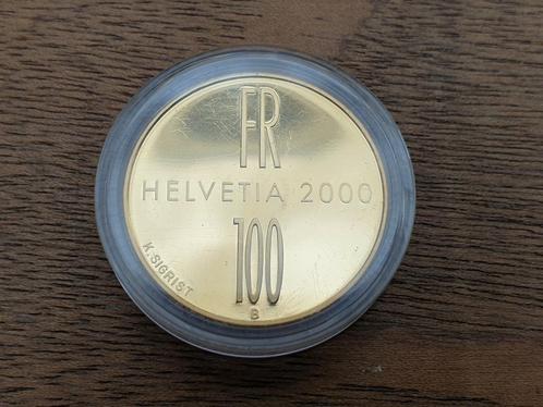 Gouden 100 franc Zwitserland 2000, 22.58 gram .900 goud (G), Postzegels en Munten, Edelmetalen en Baren, Goud, Ophalen of Verzenden