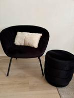 Zwarte velvet fauteuil, Ophalen, Zo goed als nieuw, 50 tot 75 cm