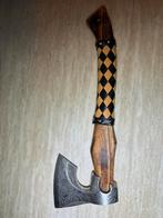 Viking Bijl met gegraveerd blad en lederen handvat, Ophalen of Verzenden