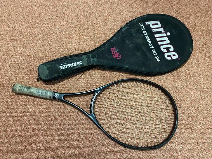 Tennisracket Prince CTS Synergy DB 24 Oversize met hoes, Sport en Fitness, Tennis, Gebruikt, Racket, Prince, L2, Ophalen of Verzenden