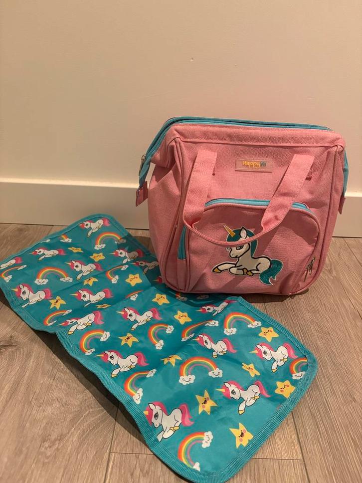 Poppen Luiertas met verschoonmatje - Unicorn Print, Kinderen en Baby's, Speelgoed | Poppen, Zo goed als nieuw, Ophalen of Verzenden