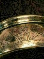 12312 Prachtig massief zilveren ronde doos met emaille bloem, Ophalen of Verzenden, Zilver