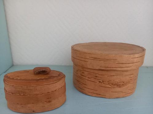 Twee berkenbast doosjes volkskunst Zweden, Antiek en Kunst, Curiosa en Brocante, Ophalen of Verzenden