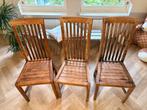 Zes teakhouten stoelen – stoer, warm en vol karakter!, Ophalen, Bruin, Zo goed als nieuw, Vijf, Zes of meer stoelen