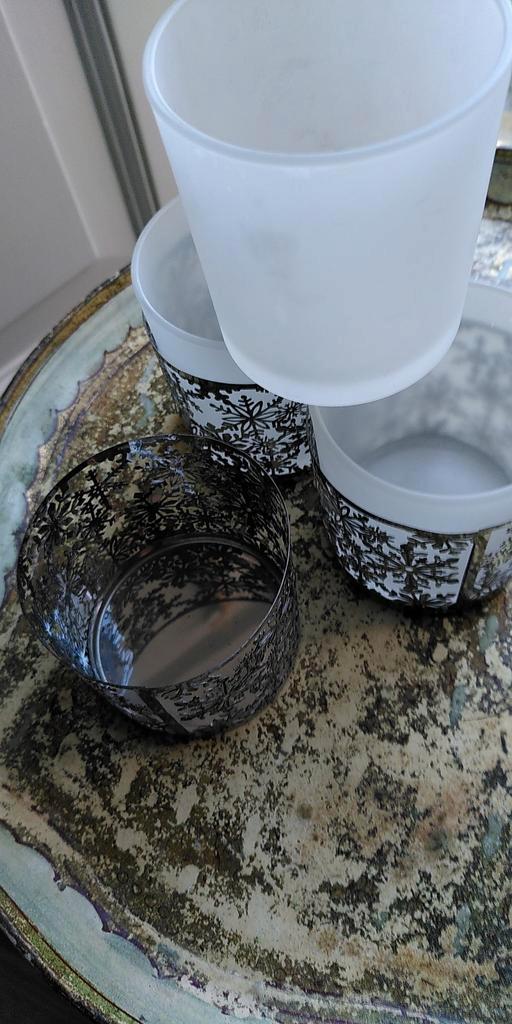 Sfeervolle Waxinehouder met Sneeuwvlokken, Huis en Inrichting, Woonaccessoires | Kandelaars en Kaarsen, Nieuw, Kandelaar, Minder dan 25 cm