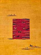 Handmade oriental wool Gabbeh carpet modern geel 200x300cm, 150 tot 200 cm, 200 cm of meer, Ophalen of Verzenden, Gabbeh modern oosters vintage Abstract hype