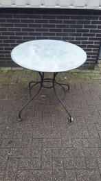Tuintafel, aluminium roestvrij blad, en stalen buizen poot, Ophalen, Zo goed als nieuw, Rond, Aluminium