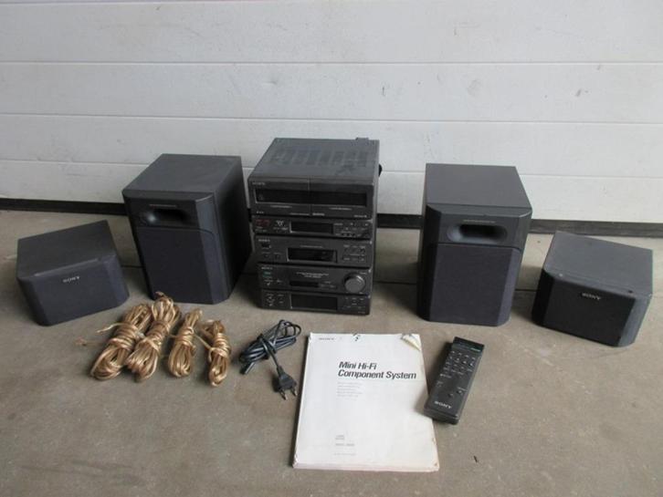 Sony stereoset + boxen, Audio, Tv en Foto, Stereo-sets, Gebruikt, Cassettedeck, Tuner of Radio, Speakers, Sony, Losse componenten