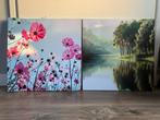 2 canvasdoeken tuinwanddecoraties 50x50cm=€10 of los te koop, Gebruikt, 50 tot 75 cm, Ophalen of Verzenden, Schilderij