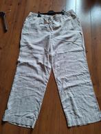 Linnen broek rechte wijde pijpen creme zandkleur 52, Kleding | Dames, Grote Maten, Ophalen of Verzenden, Nieuw, Beige, Broek of Spijkerbroek
