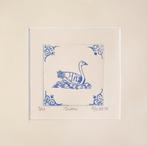 Print zwaan, ivoorkleurig passe partout 15x15, handgemaakt, Minder dan 50 cm, Oorspronkelijke maker, Nieuw, Ophalen of Verzenden