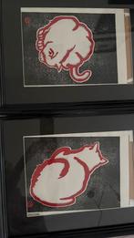 Originele Japanse prenten jaren 1950 met katten, Ophalen