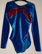 GK velours blauw rood turnpak XS, Sport en Fitness, Turnen, Blauw, Ophalen of Verzenden, Zo goed als nieuw, Turnpak(je)