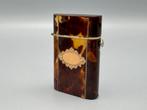 Antiek schildpad doosje met gouden appliqué, 19e eeuw, Ophalen of Verzenden