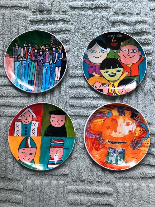4 kunstbordjes jaren ‘90, Antiek en Kunst, Kunst | Designobjecten, Ophalen